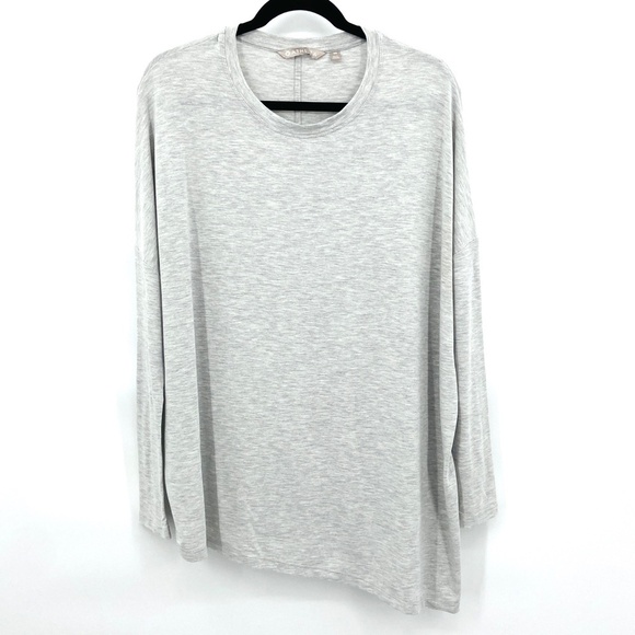 ATHLETA Light Gray Oversized Modal Blend Asymmetrical Dolman Sleeve Top Size XS - Picture 2 of 5